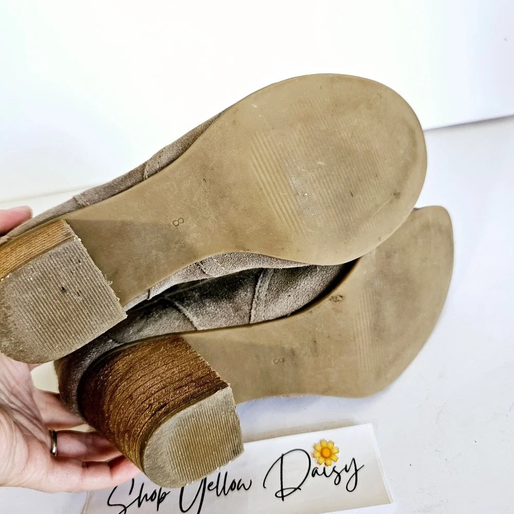 Fortini Chesney Taupe Suede Western Ankle‎ Boots Block Heel Cowgirl Boho Size 8